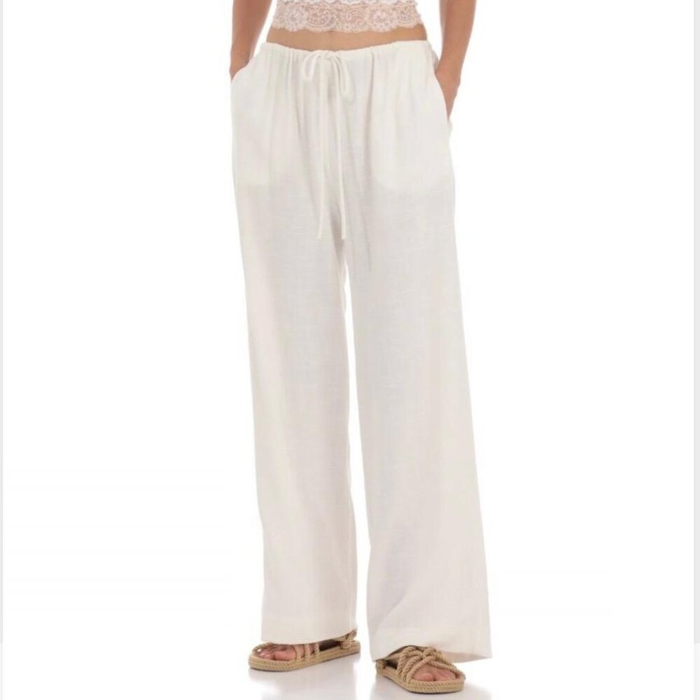 Diane Von Furstenberg Linen Pants, Shell Color, Size 10